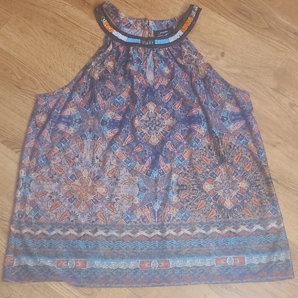 Wallis Multicolor Geometric Halter Blouse